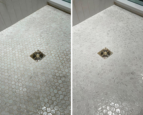 Shower Before and After a Stone Cleaning in Franklin, TN