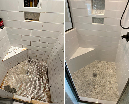 Shower Before and After a Tile Cleaning in Spring Hill, TN