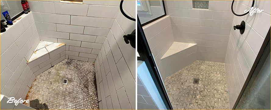 Shower Before and After a Superb Tile Cleaning in Spring Hill, TN