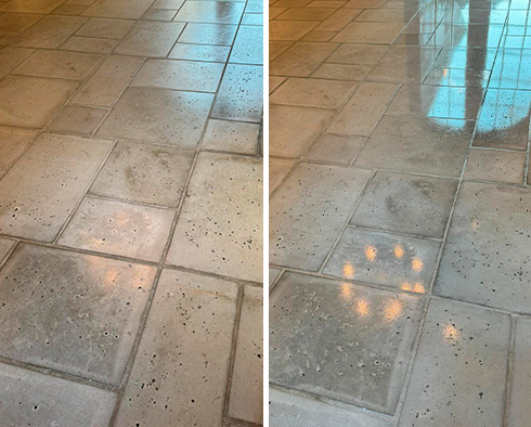 Residential Concrete Paver Before and After a Hard Surface Restoration in Belle Meade