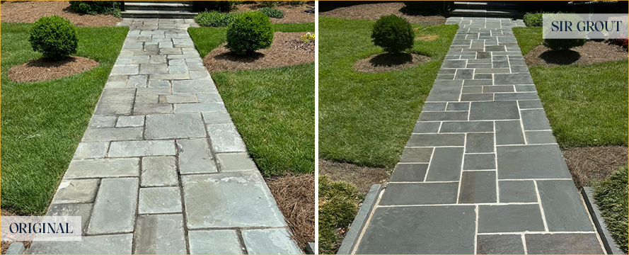 Outdoor Surface Before and After a Flawless Stone Sealing in Belle Meade, TN