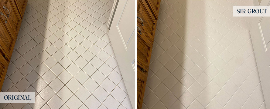 Bathroom Floor Before and After a Grout Sealing in Brentwood, TN