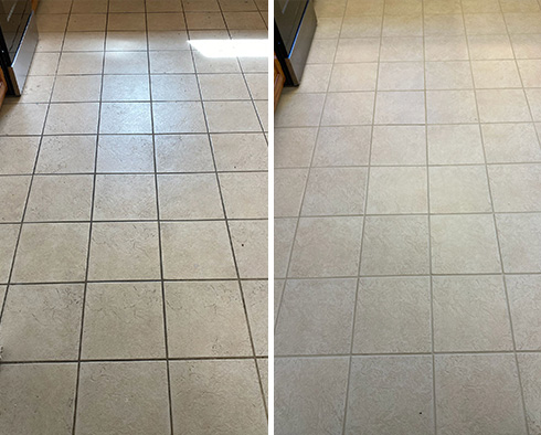 Floor Before and After a Grout Sealing in Brentwood, TN